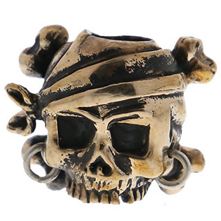 Lion ARMory Pirate Skull with Crossbones Bead in Brass