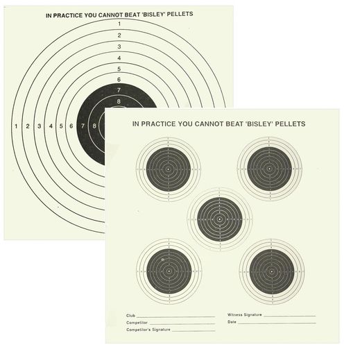 Bisley Grade 1 Double Sided Card Targets - 14cm